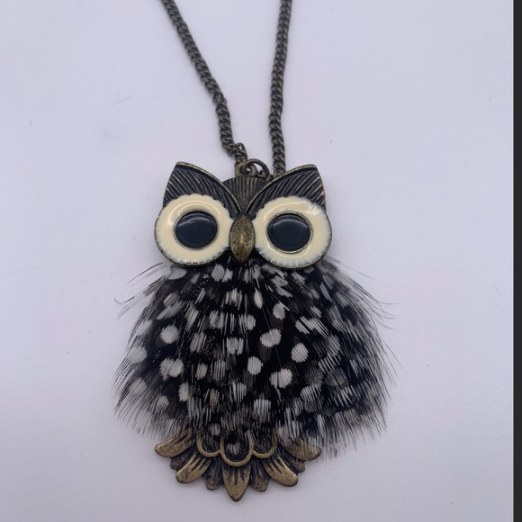 Feathery Owl Pendant Necklace - Picture 2 of 3